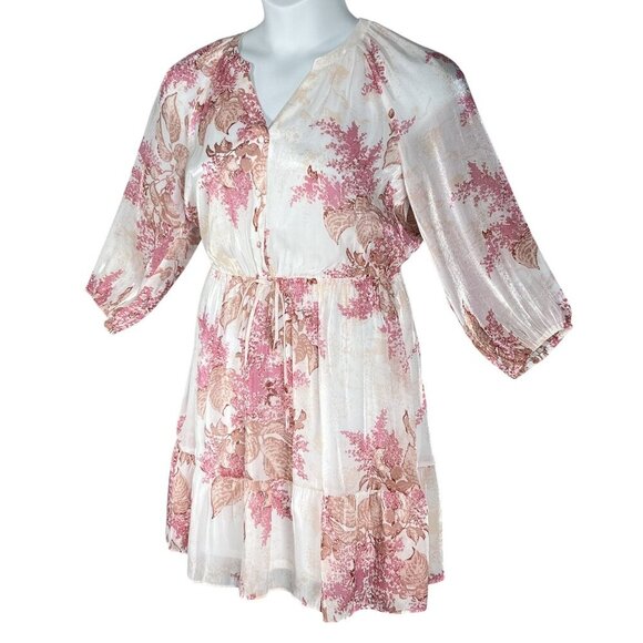 Lauren Conrad Womens M Floral Chiffon Tiered Ruffle Dress Feminine Cottagecore - Picture 9 of 16